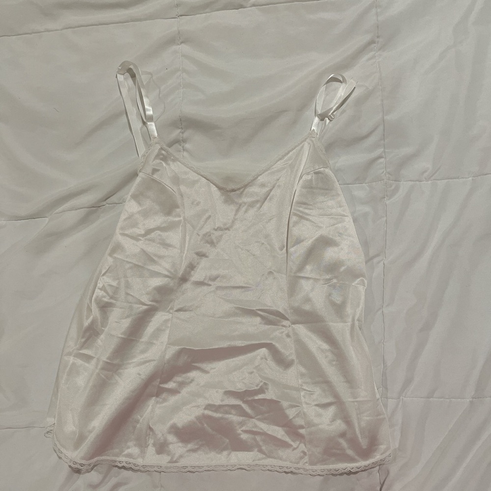 white silk tank top